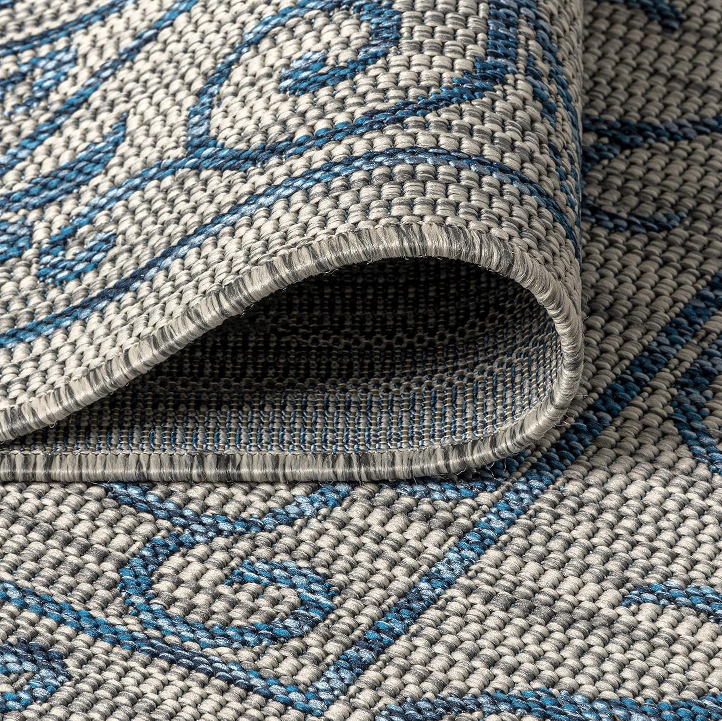 JONATHAN Y SMB106C-9R Charleston Vintage Filigree Textured Weave Gray/Navy 9' Round Indoor/Outdoor Area Rug, Pet Friendly, Non-Shedding, Stain Resistant, Easy-Cleaning for Backyard, Patio, Porch