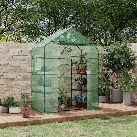 Greenhouse, 57 x 29 x 76'' Greenhouses for Outdoors, Durable Green House Kit with Window, Thicken PE Cover, 3 Tiers 12 Shelves, Portalbe Walk in Green Houses for Indoor Backyard Outside