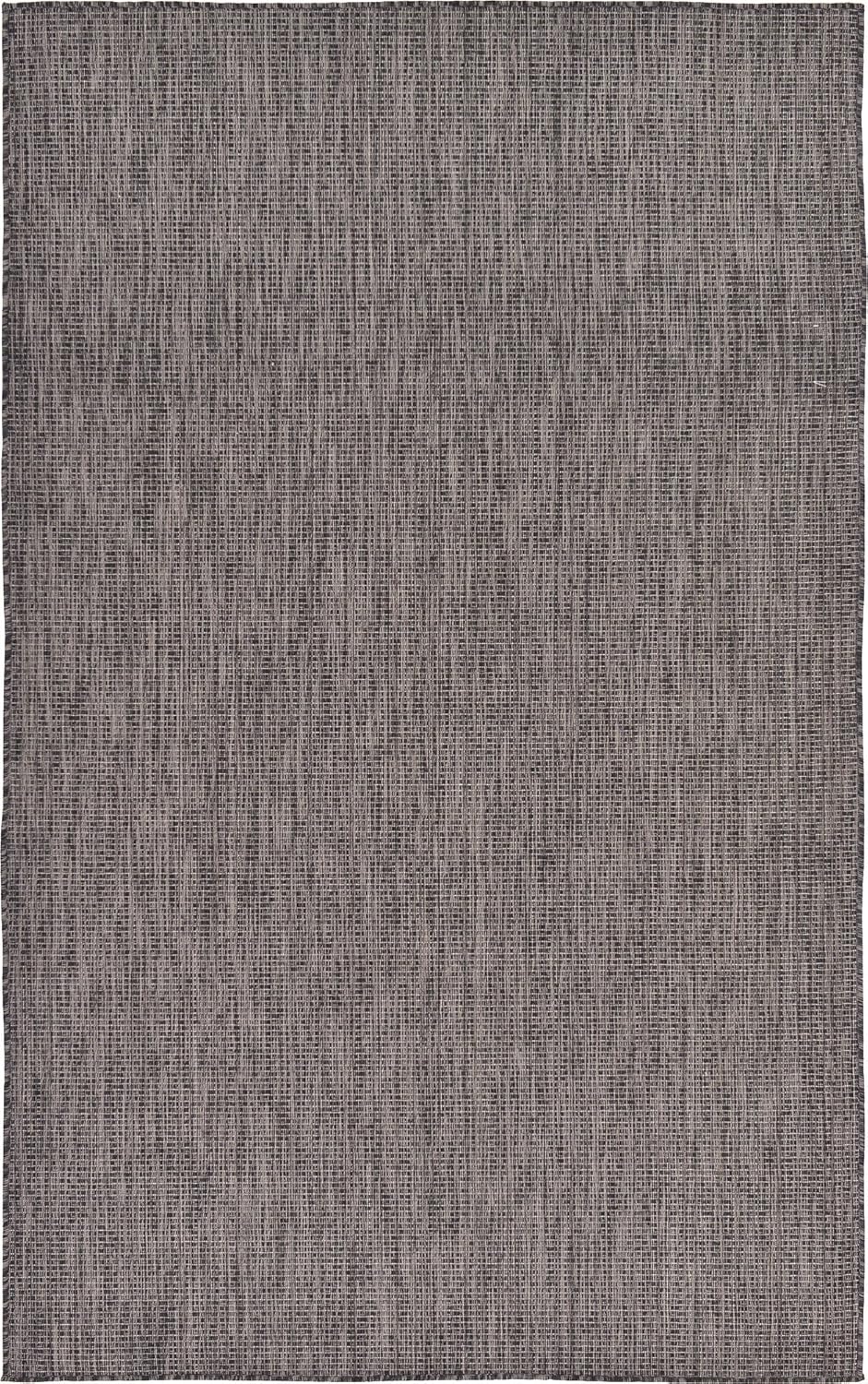 Unique Loom Collection Casual Transitional Solid Heathered Indoor/Outdoor Flatweave Area Rug (5' 1" x 8' Rectangle, Black/Ivory)
