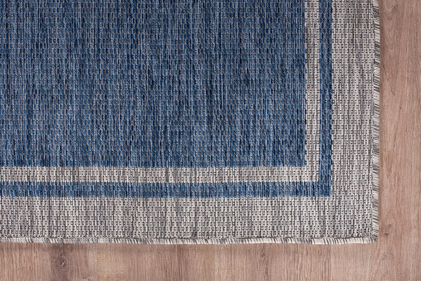 CAMILSON Outdoor Rug, 6x9 Bordered Navy Blue Gray Modern Area Rugs for Indoor and Outdoor Patios, Porches Waterproof Washable Porch Deck Outside Carpet (Bordered Navy, 6 x 9)