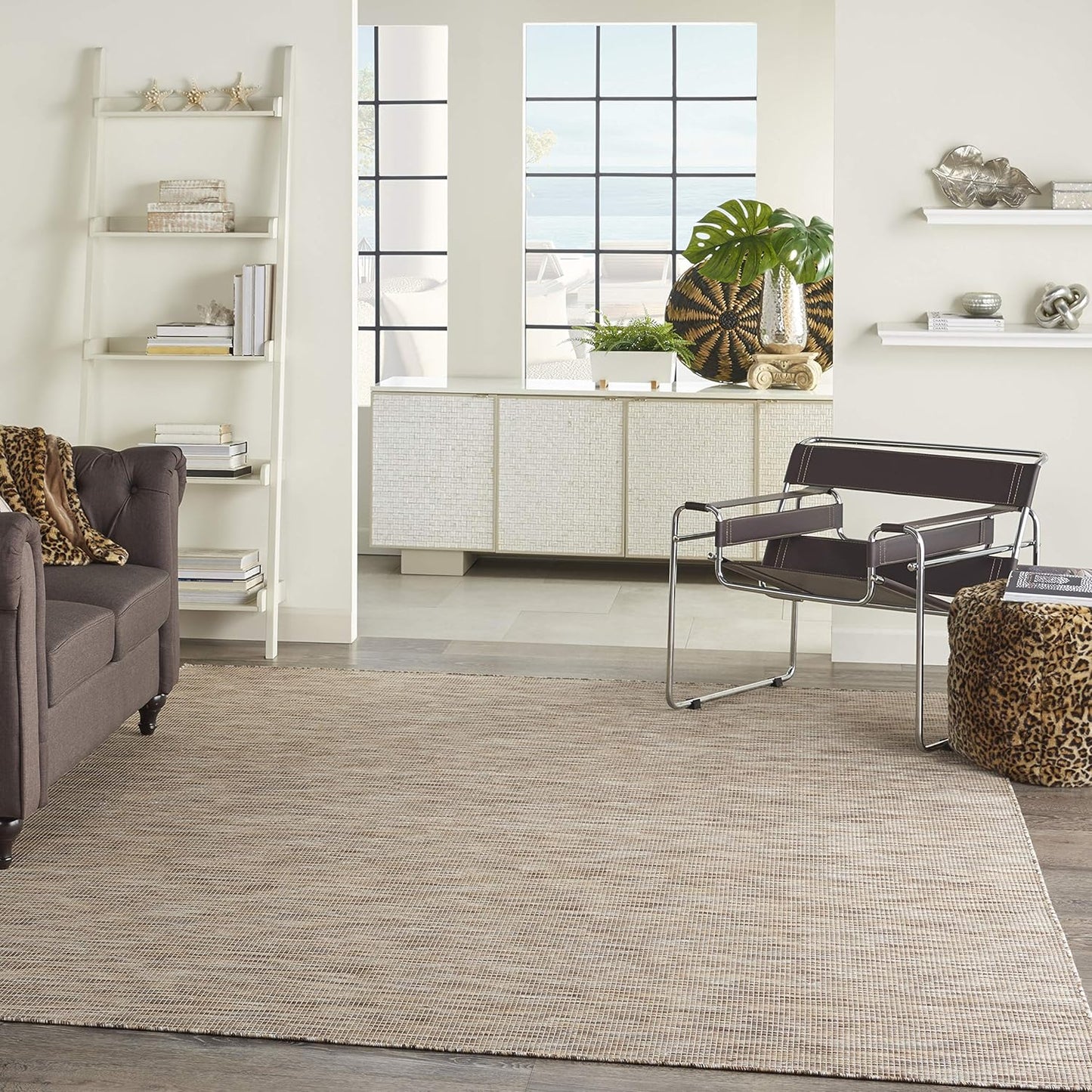 Nourison Positano Indoor-Outdoor Beige 8' x 10' Area Rug, Easy Cleaning, Non Shedding, Bed Room, Living Room, Dining Room, Backyard, Deck, Patio (8x10)
