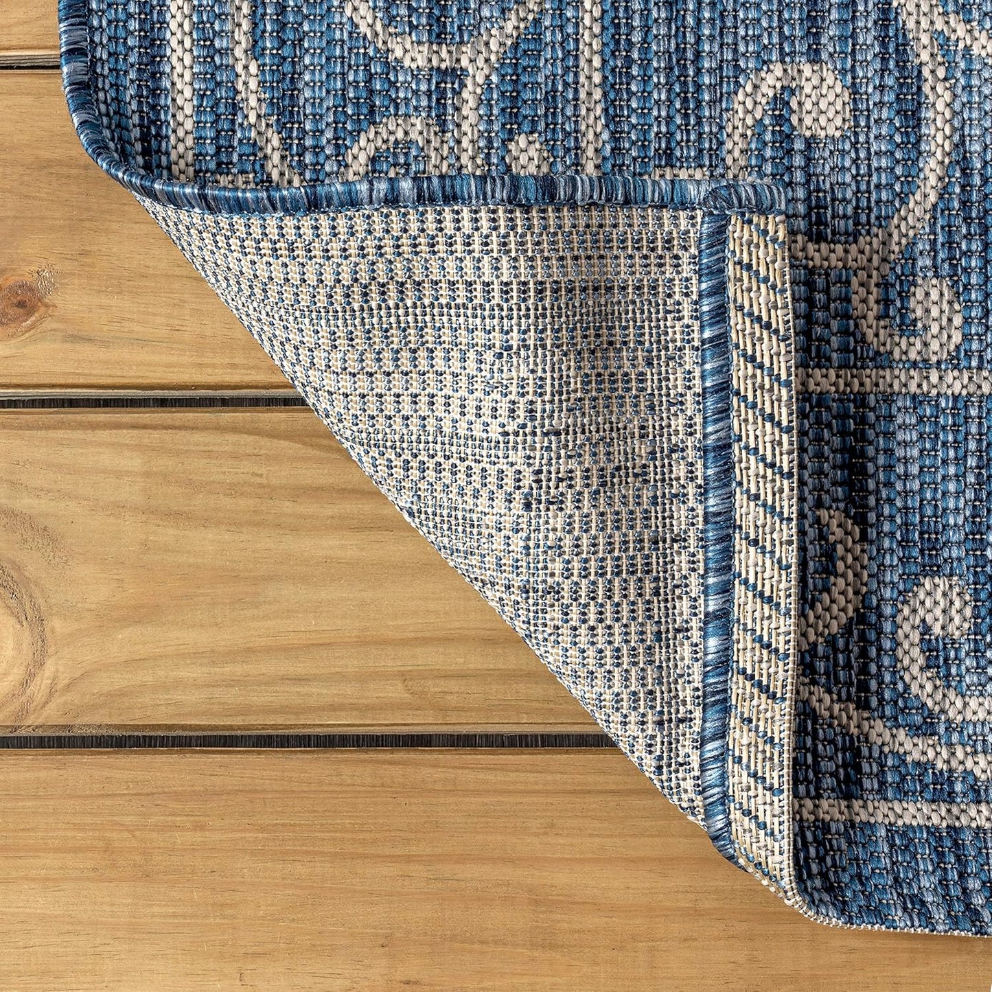 JONATHAN Y SMB106D-210 Charleston Vintage Filigree Textured Weave Indoor Outdoor Runner Rug Classic Coastal Easy-Cleaning Bedroom Kitchen Backyard Patio Non Shedding, 2 X 10, Navy/Gray