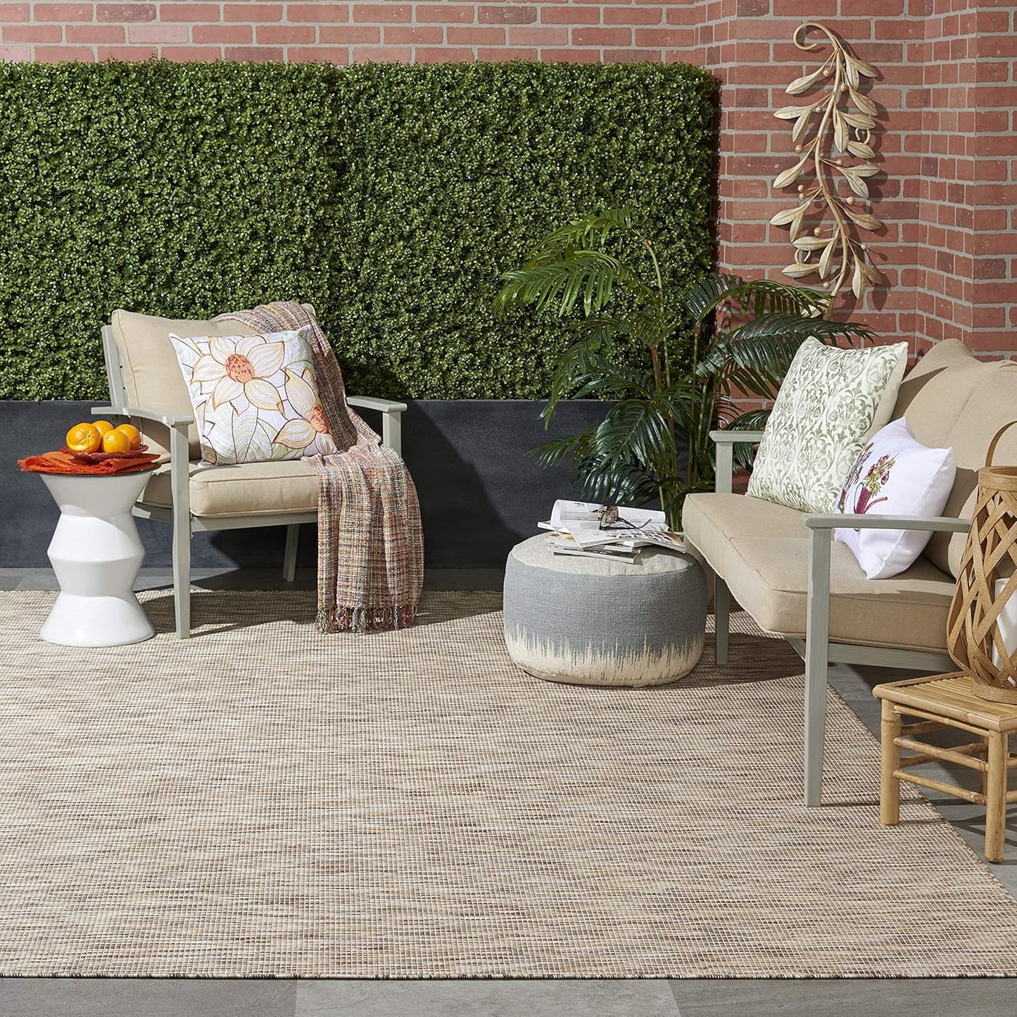 Nourison Home Positano 6' x 9' Beige Fabric Modern Indoor/Outdoor Area Rug