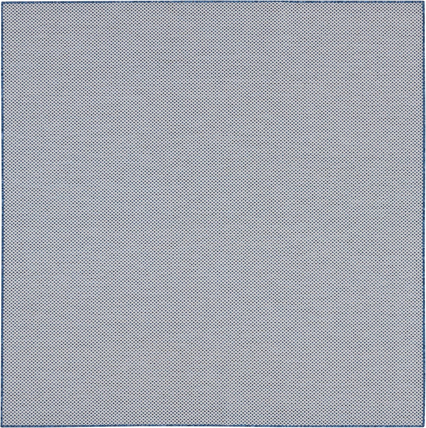 Nourison Home Courtyard Indoor/Outdoor Ivory Blue 8' x Square Area Rug, Easy Cleaning, Non Shedding, Bed Room, Living Room, Dining Room, Backyard, Deck, Patio (8 Square)