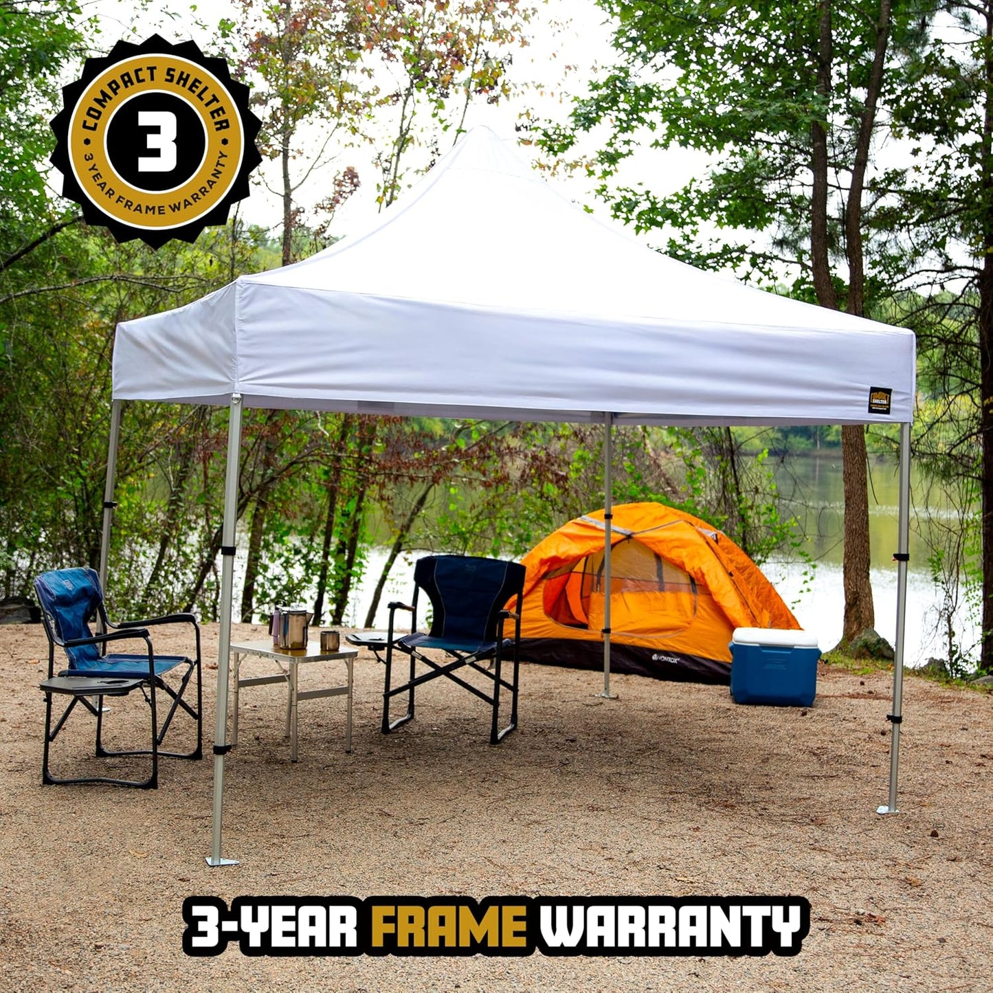 10x10 Heavy Duty Pop Up Canopy - EZ Up, Commercial Grade Aluminum Frame, 42” Folded Frame Height, UPF 50+, Adjustable Portable Tent for Beach, Events, Camping, Roller Bag (White)