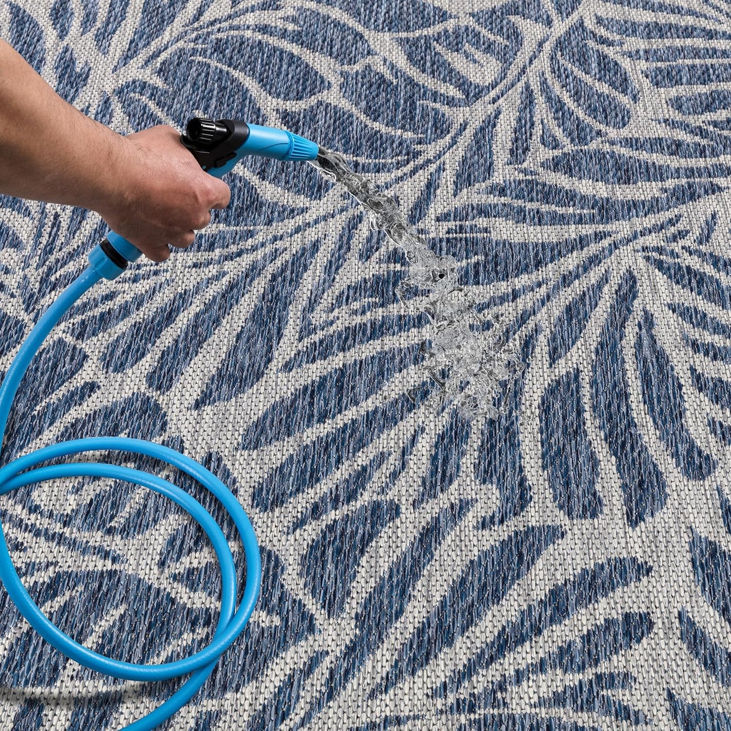 Keen Home Design Terrace Outdoor Round Rug - 8ft Round Washable Indoor/Outdoor Rug for Patio, Kitchen, Balcony, Beach, Garden, Deck and Porch, Size: 7'7" Round