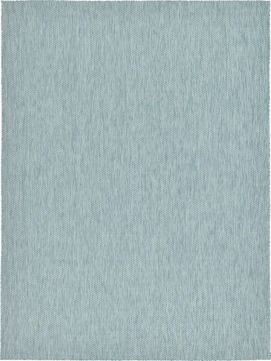Unique Loom Collection Casual Transitional Solid Heathered Indoor/Outdoor Flatweave Area Rug (9' x 12' Rectangle, Aquamarine/Ivory)