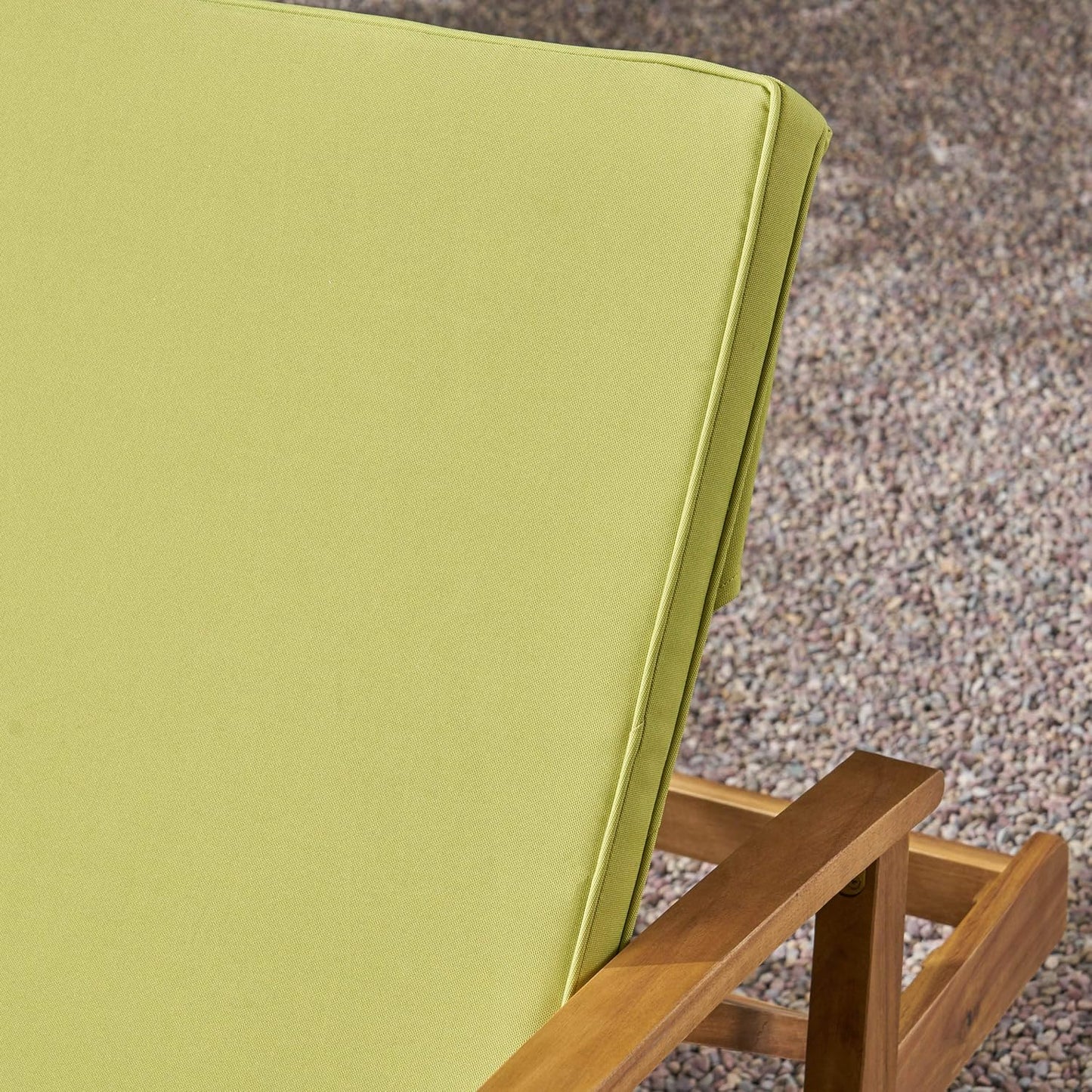 GDFStudio Samantha Double Chaise Lounge for Yard and Patio, Acacia Wood Frame, Teak Finish with Green Cushions, (307567)