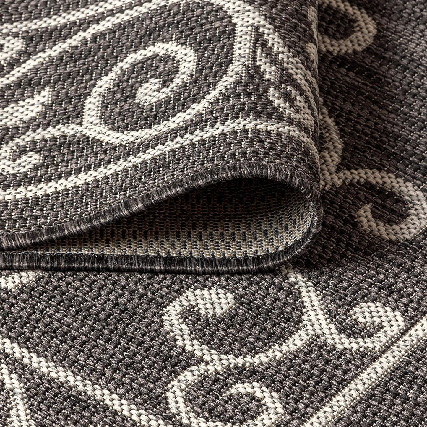 JONATHAN Y SMB106G-28 Charleston Vintage Filigree Textured Weave Indoor Outdoor Rug Living Room Backyard,2 X 8,Black/Gray