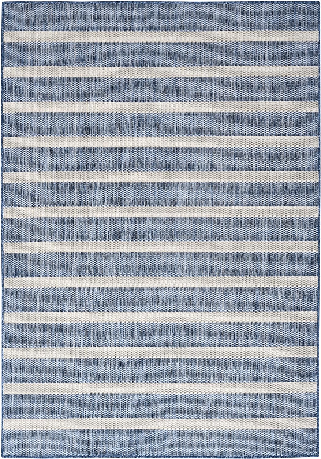 Nourison Home Positano Indoor/Outdoor Navy Ivory 5' x 7' Area Rug, Easy Cleaning, Non Shedding, Bed Room, Living Room, Dining Room, Deck, Backyard, Patio (5x7)